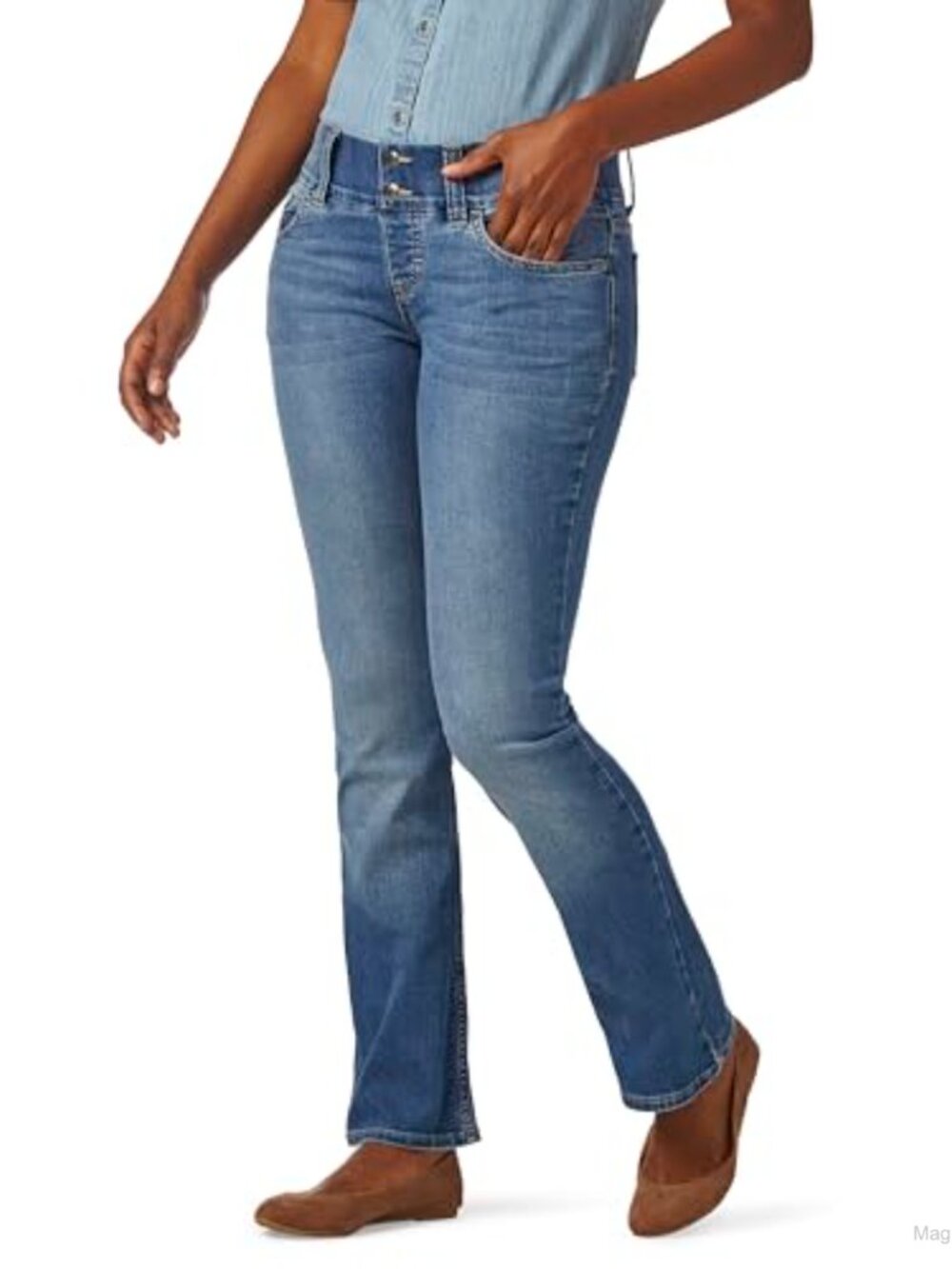 Women's Boot Cut Stretch Denim Jeans Pull On 5 Pocket